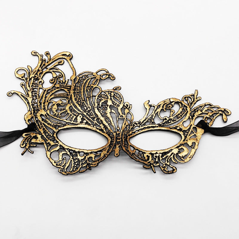 Party Half Face Halloween Bronzing Thick Lace Mask