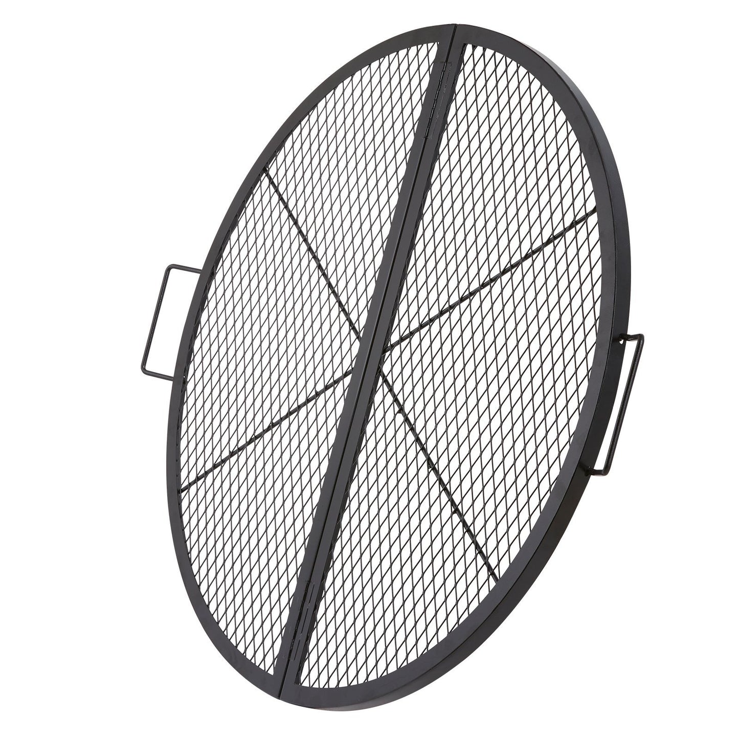 VEVOR X-Marks Fire Pit Grill Grate, Foldable Round Cooking Grate, Heavy Duty Steel Campfire BBQ Grill Grid With Handle And Support X Wire, Portable Camping Cookware For Outside Party, 36 Inch Black