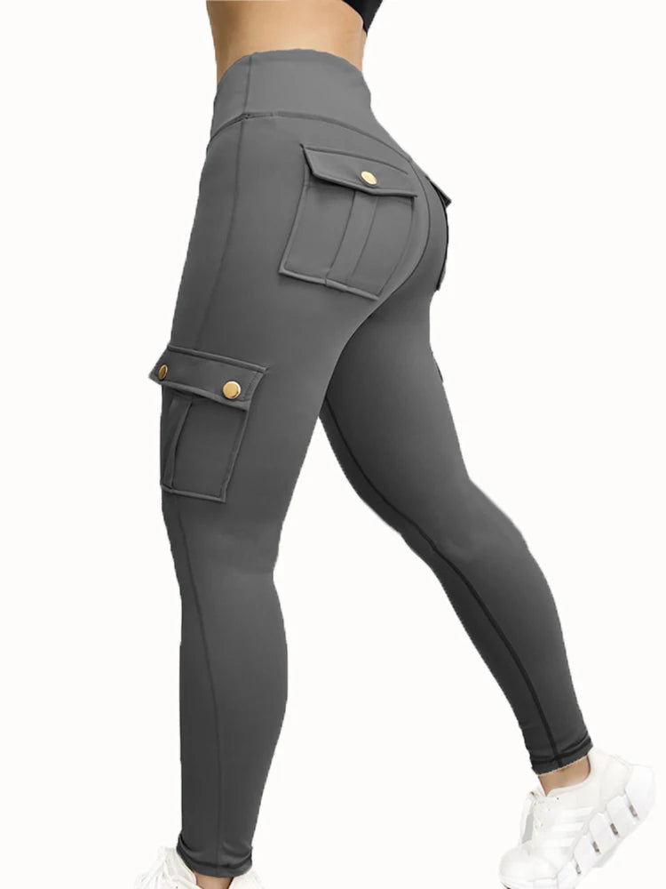 Pockets Gym Leggings Women High Waist Fashion Fitness Pants Skinny Stretch Outdoors Comfortable Sport Leggings