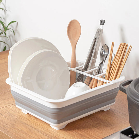 Foldable Dish Rack Kitchen Sink Basket Storage Water Leakage Plastic Tableware Bowl Dinnerware Drain Bowl Tray Home Drying Rack
