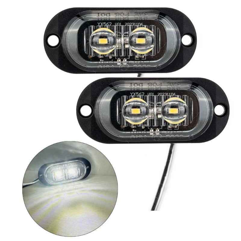 2 Led Truck Trailer Light Front Rear Side Clearance Lamp Waterproof Sealed Surfaces Mounted LED Marker Light