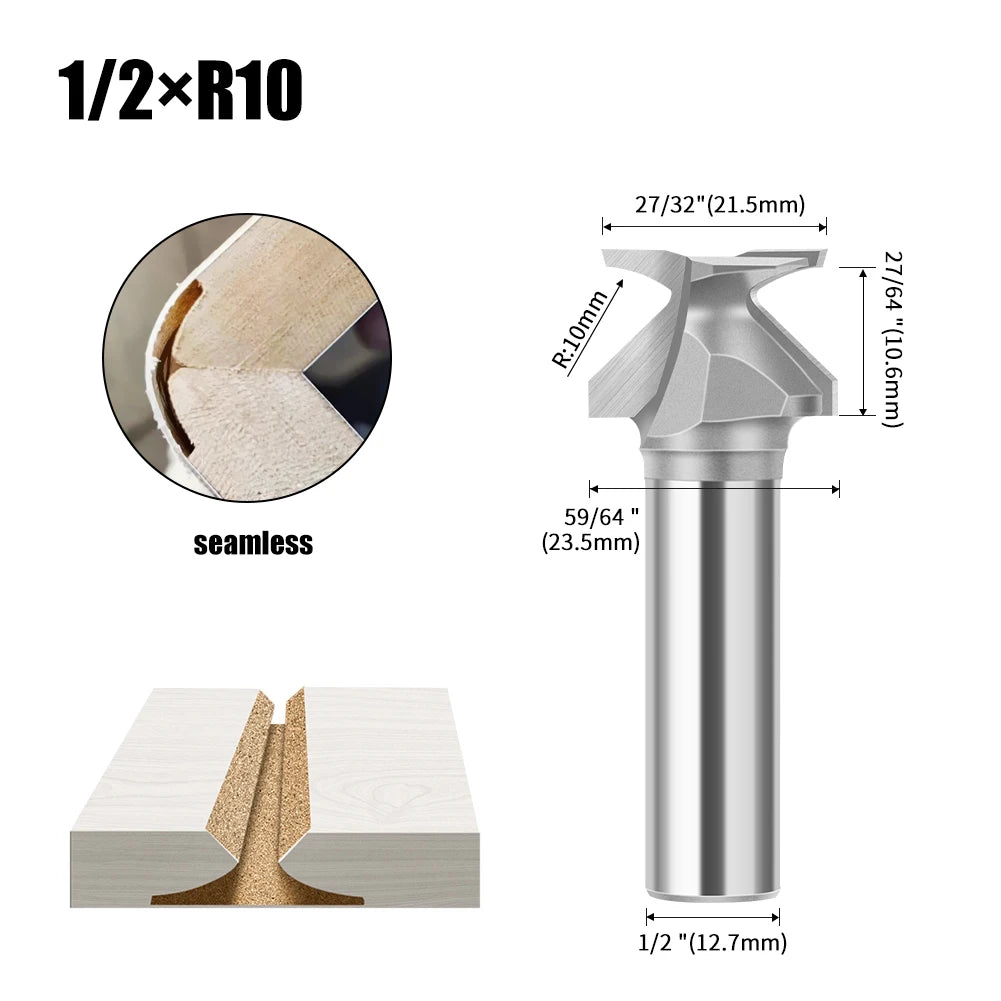 6mm 12mm 1/2" 1/4" Shank Arc Bending Integrated Router Bit Forming Tool Arc Bending Router Bit for Wooden Door Wall Cabinet