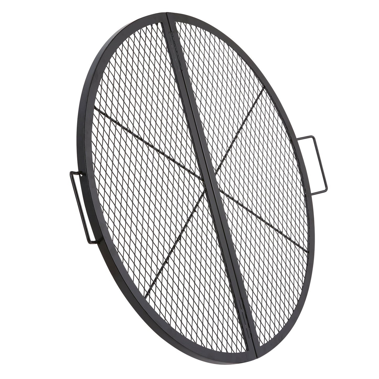 VEVOR X-Marks Fire Pit Grill Grate, Foldable Round Cooking Grate, Heavy Duty Steel Campfire BBQ Grill Grid With Handle And Support X Wire, Portable Camping Cookware For Outside Party, 36 Inch Black