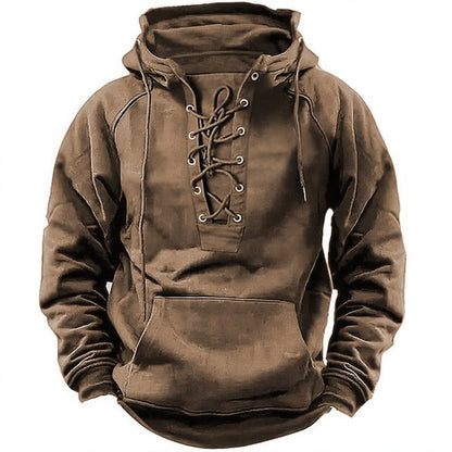Lace-up Hoodie Casual Sports Pocket Sweatshirt Men's Long-sleeved Top Clothing