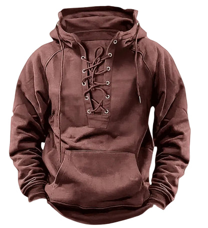 Lace-up Hoodie Casual Sports Pocket Sweatshirt Men's Long-sleeved Top Clothing