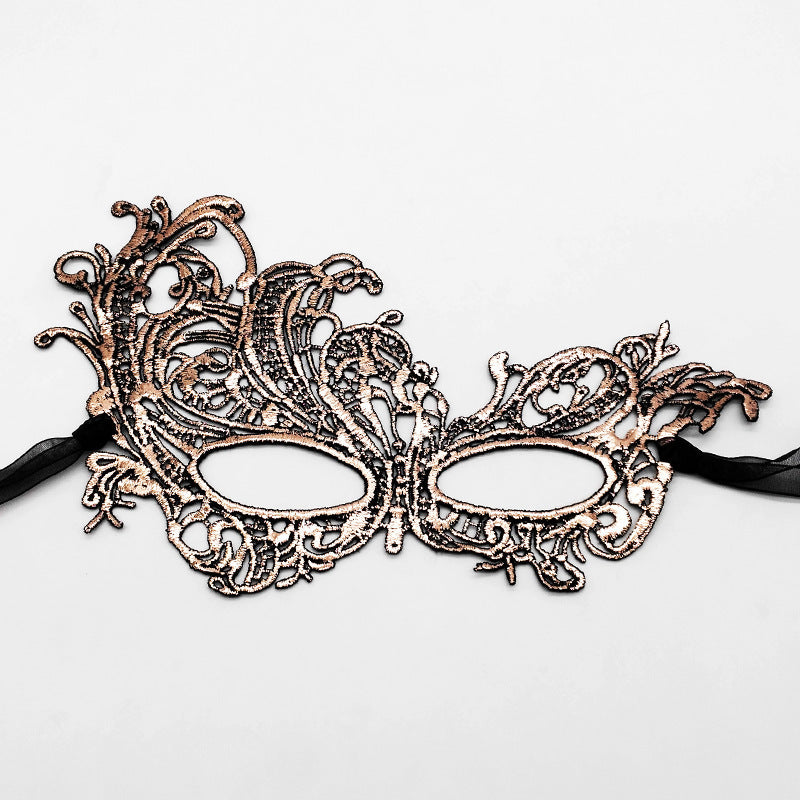 Party Half Face Halloween Bronzing Thick Lace Mask