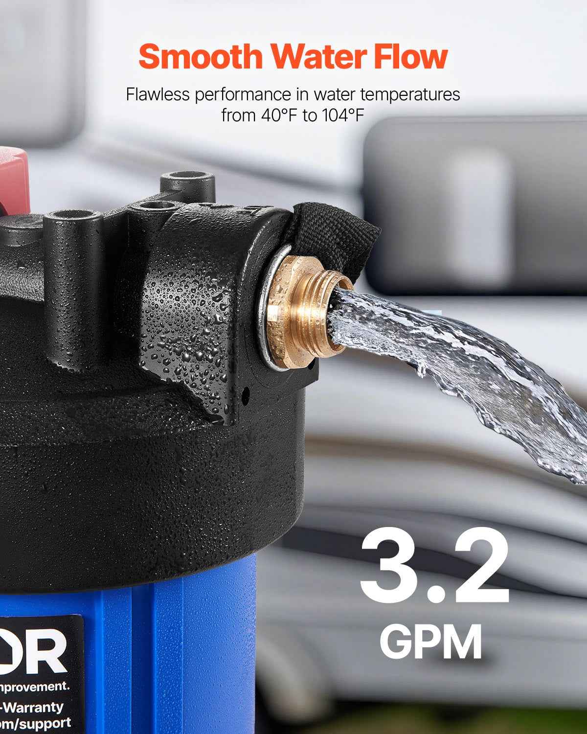 4-Stage RV Water Filtration System with Replaceable Cartridge