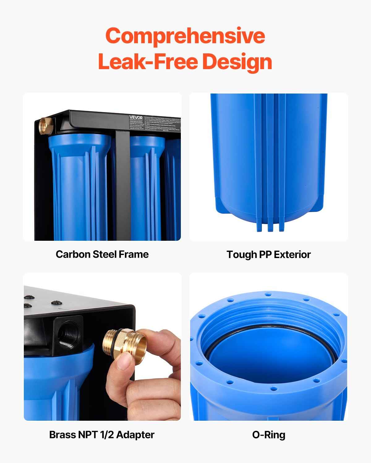3-Cartridge RV Water Filtration System with Bracket