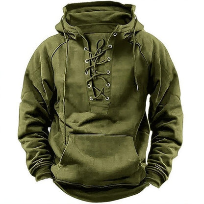 Lace-up Hoodie Casual Sports Pocket Sweatshirt Men's Long-sleeved Top Clothing
