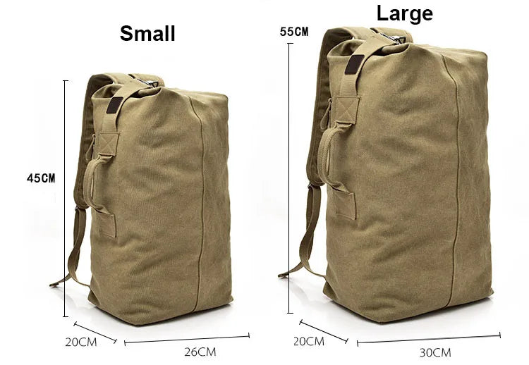 Large Capacity Outdoor Travel Backpack – Lightweight Canvas Bucket Bag