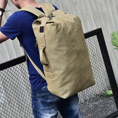Large Capacity Outdoor Travel Backpack – Lightweight Canvas Bucket Bag