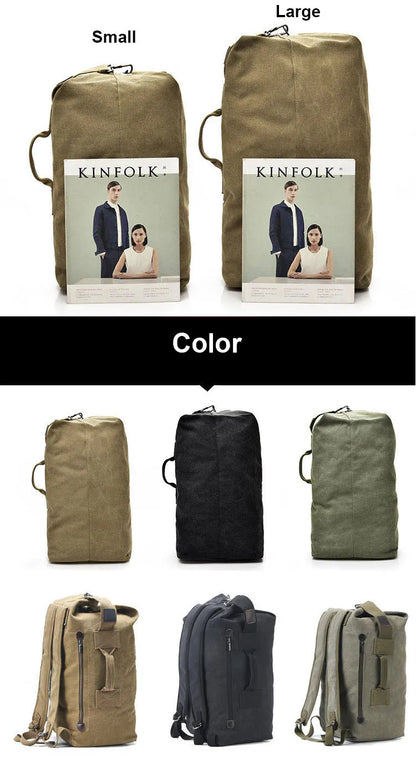 Large Capacity Outdoor Travel Backpack – Lightweight Canvas Bucket Bag