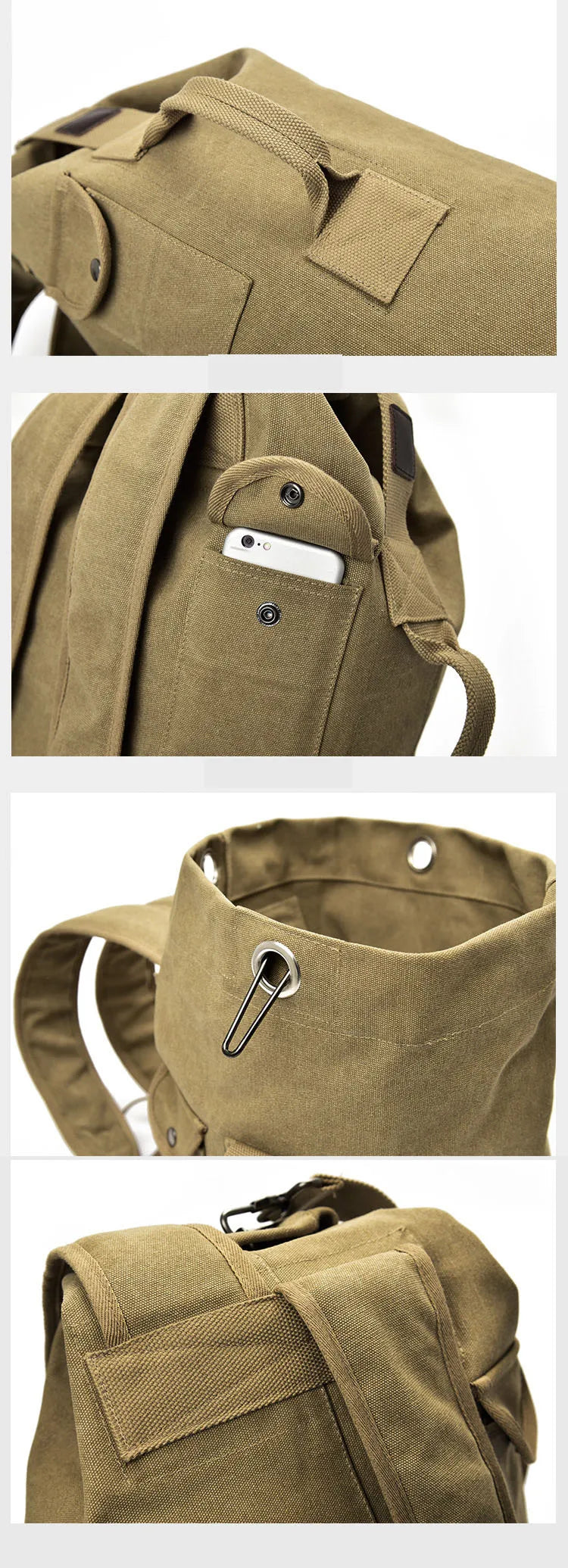 Large Capacity Outdoor Travel Backpack – Lightweight Canvas Bucket Bag