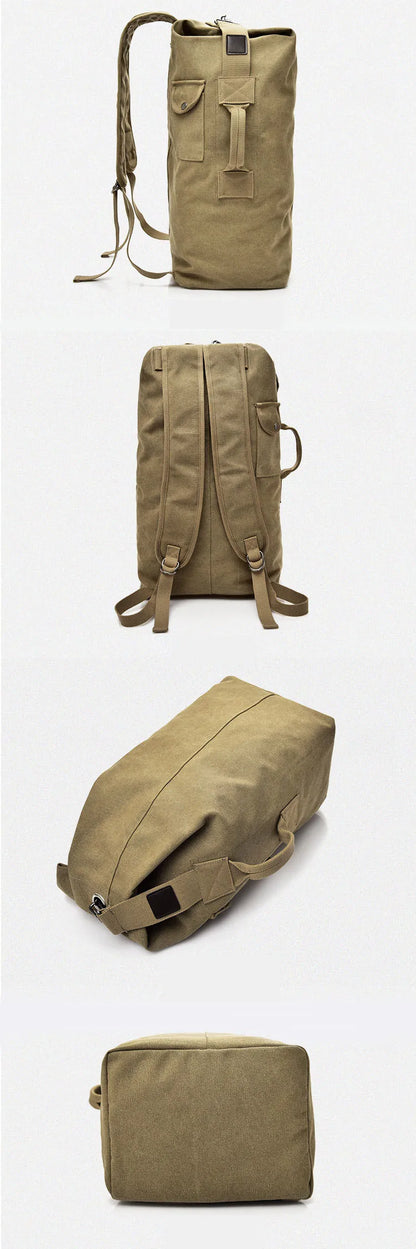 Large Capacity Outdoor Travel Backpack – Lightweight Canvas Bucket Bag