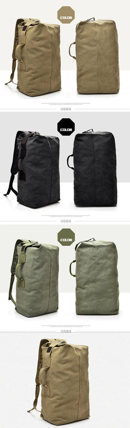 Large Capacity Outdoor Travel Backpack – Lightweight Canvas Bucket Bag