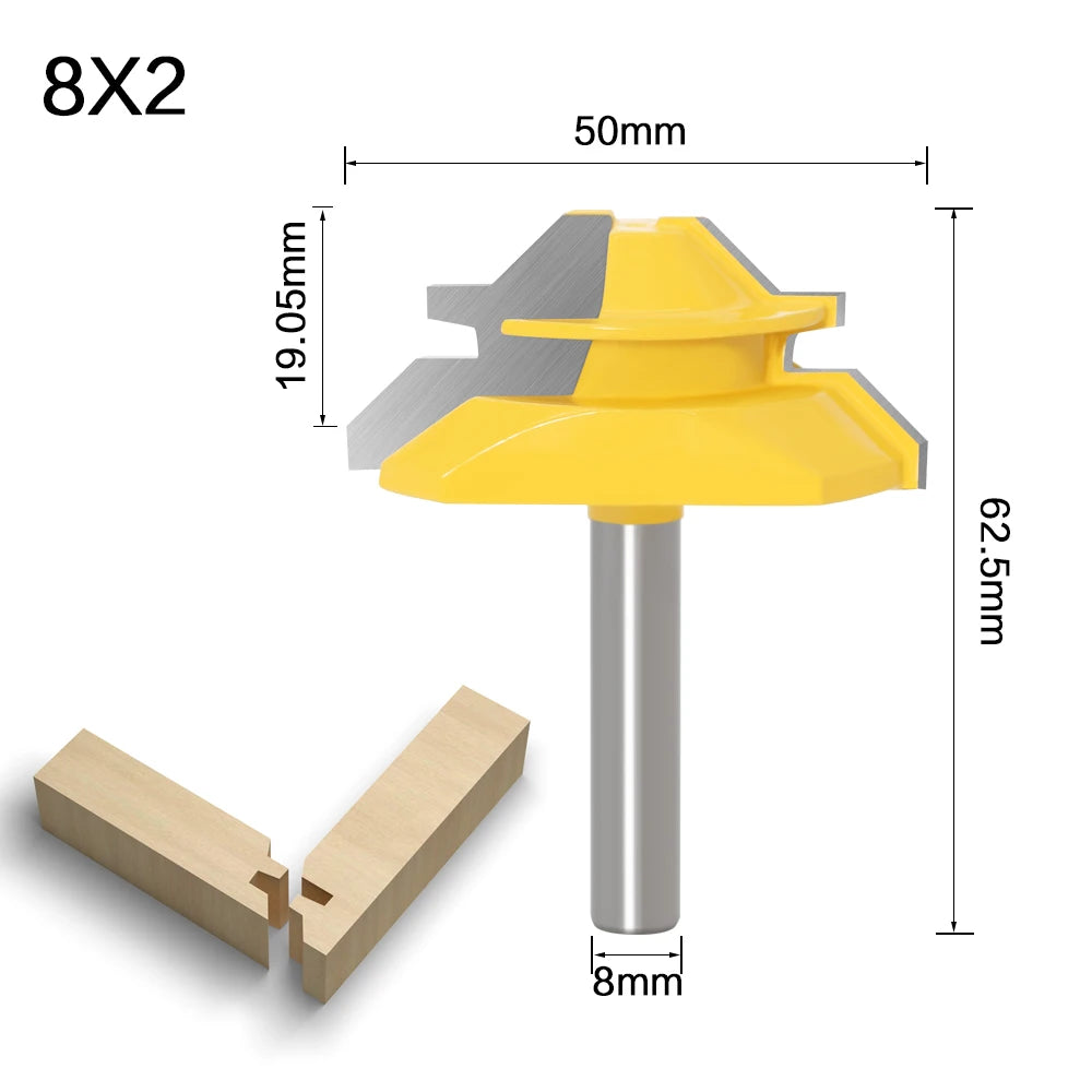 8MM 45 Degree Lock Miter Router Bit Tenon Milling Cutter Woodworking Tool For Wood Tools