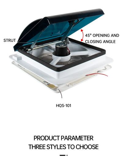 RV Roof Ventilation Fan, 12V Manual Control with LED, Camper Exhaust Vent