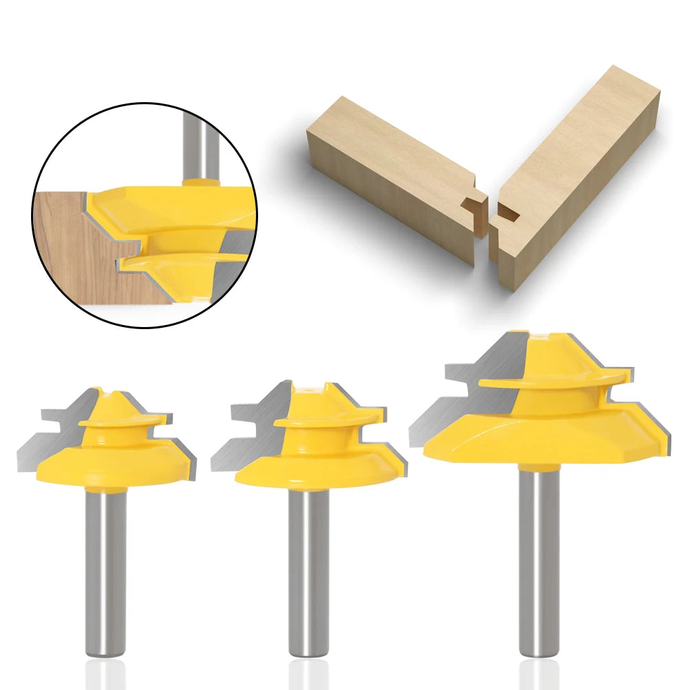 8MM 45 Degree Lock Miter Router Bit Tenon Milling Cutter Woodworking Tool For Wood Tools