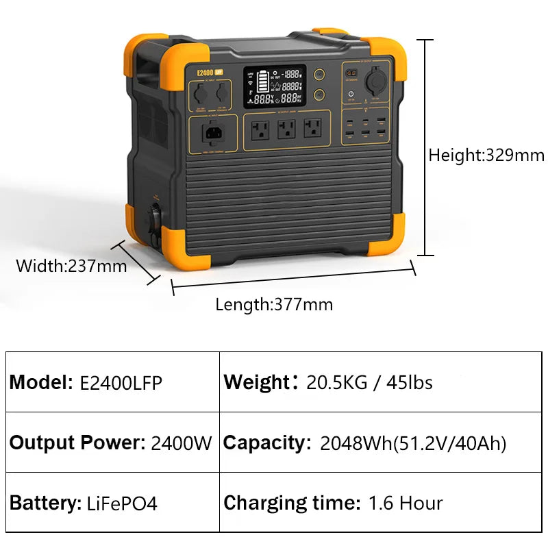 New Arrival High Capacity 2048Wh Lifepo4 Battery Solar Generator Power Station Portable for RV Solar Power