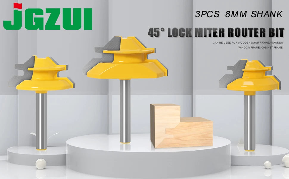 8MM 45 Degree Lock Miter Router Bit Tenon Milling Cutter Woodworking Tool For Wood Tools