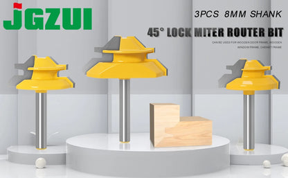 8MM 45 Degree Lock Miter Router Bit Tenon Milling Cutter Woodworking Tool For Wood Tools