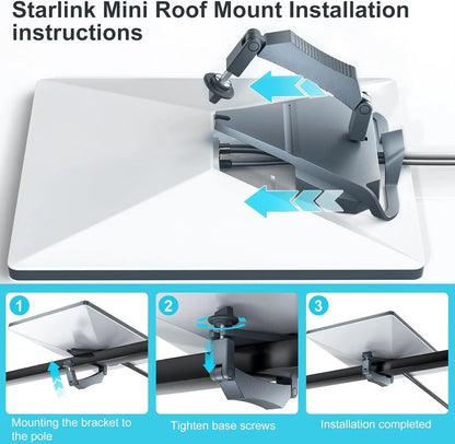 Starlink Mini V4 Adjustable Aluminum Roof Pole Mount for RV and Vehicle
