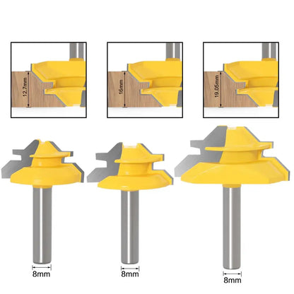 8MM 45 Degree Lock Miter Router Bit Tenon Milling Cutter Woodworking Tool For Wood Tools