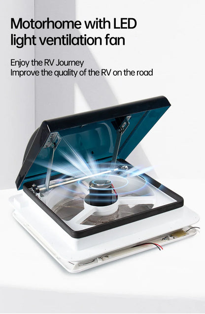 RV Roof Ventilation Fan, 12V Manual Control with LED, Camper Exhaust Vent