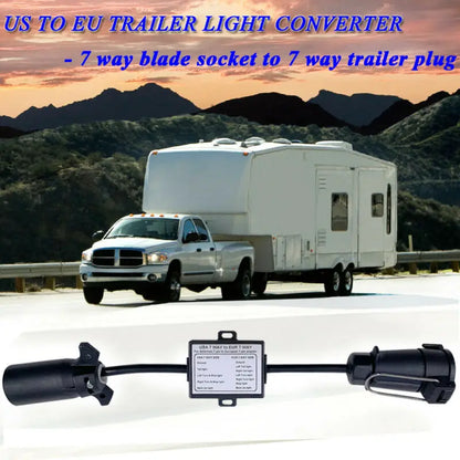 Trailer Light Connector USA To EU 7-Way Blade Socket Plug Adapter Vehicle Linker Trailer Connector Towbar Towing Plug Adapter