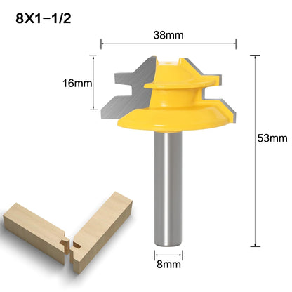 8MM 45 Degree Lock Miter Router Bit Tenon Milling Cutter Woodworking Tool For Wood Tools