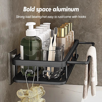 Stainless Steel Shower Caddy. No-Drill Suction Cup Wall Shelf for RV and Bathroom