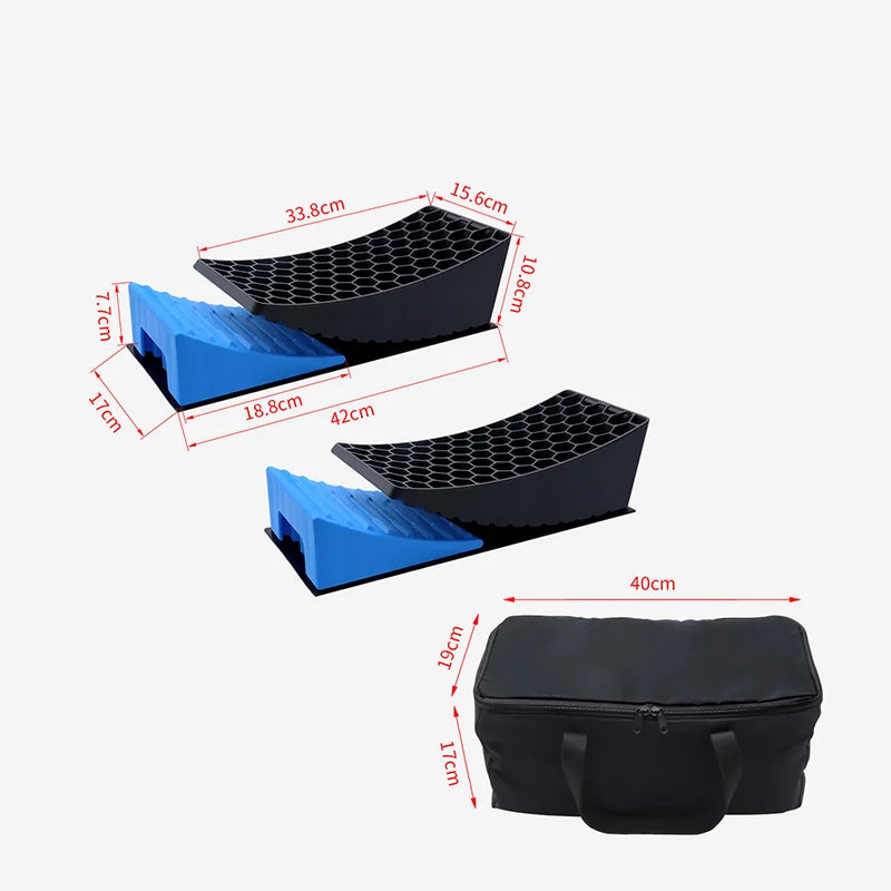 2 Pcs RV Leveling Blocks  Camper Wheel Chocks RV Camper Leveler Kit with Anti-Slip Mat Carrying Bag Level
