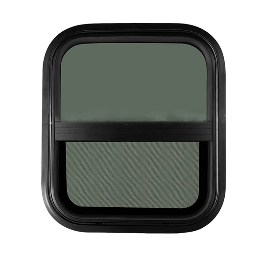RV Window Trailer Window Waterproof Sealed Tinted Tempered Glass Pull Opening Rounded Corner with Clamp Ring for Camper Vehicle