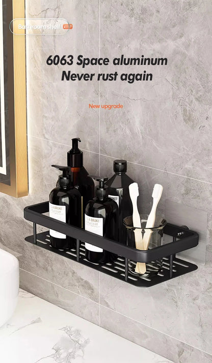 Stainless Steel Shower Caddy. No-Drill Suction Cup Wall Shelf for RV and Bathroom
