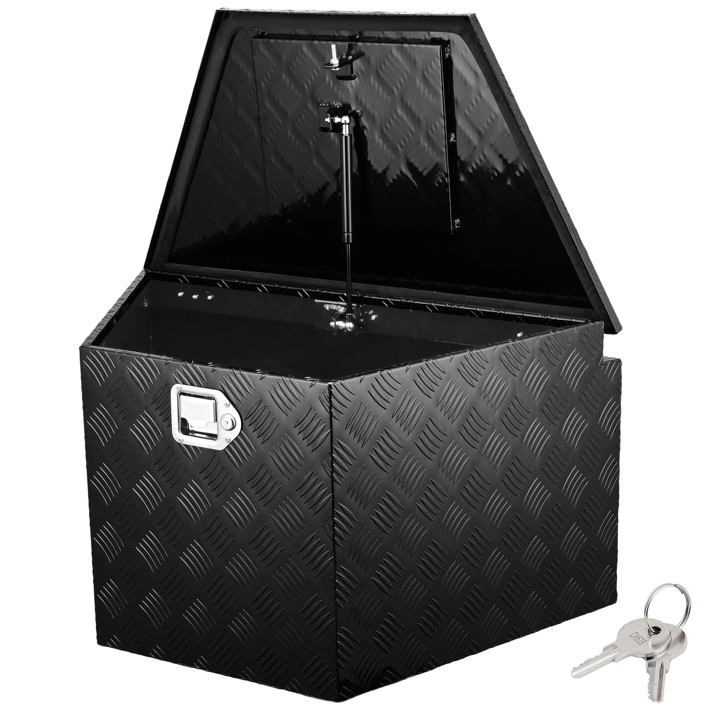 SucceBuy Trailer Tongue Box, Aluminum Alloy Diamond Plate Tongue Box Tool Chest, Heavy Duty Trailer Box Storage for Pickup Truck