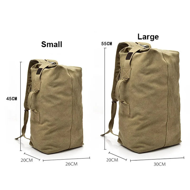 Large Capacity Outdoor Travel Backpack – Lightweight Canvas Bucket Bag