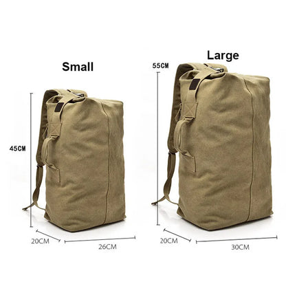 Large Capacity Outdoor Travel Backpack – Lightweight Canvas Bucket Bag