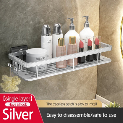 Stainless Steel Shower Caddy. No-Drill Suction Cup Wall Shelf for RV and Bathroom