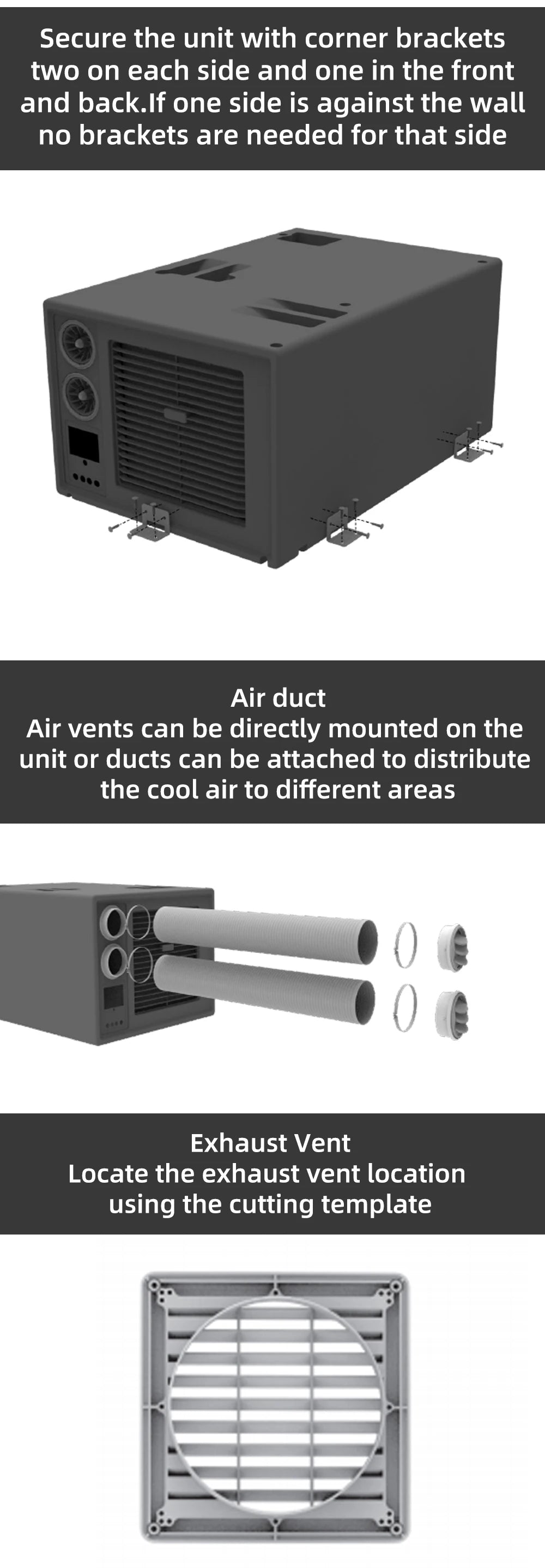 RV 12V24V48VAC caravan van motorhome marine under bench air conditioner 12volt air conditioning 24V auto parking cooler system