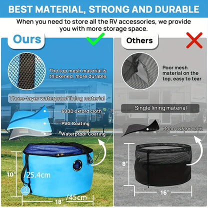 RV Waterproof Hose Storage Bag Set. 3-Piece Foldable Organizer for Camper