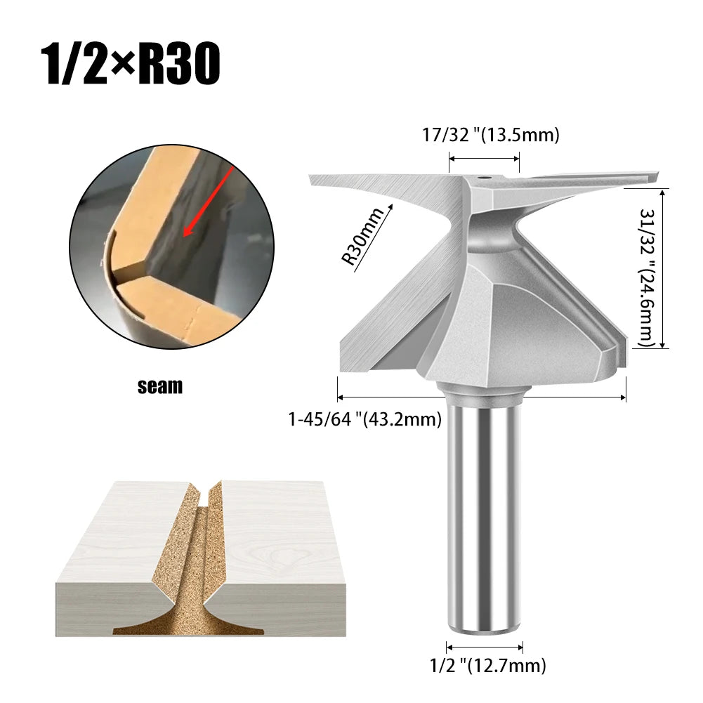 6mm 12mm 1/2" 1/4" Shank Arc Bending Integrated Router Bit Forming Tool Arc Bending Router Bit for Wooden Door Wall Cabinet