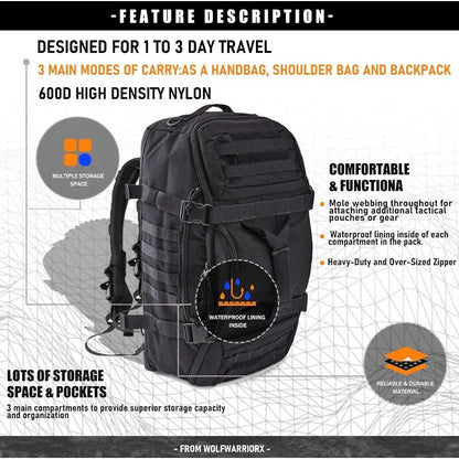 Tactical MOLLE Backpack | 25L / 45L / 80L | Camping, Hunting & Gym Duffle