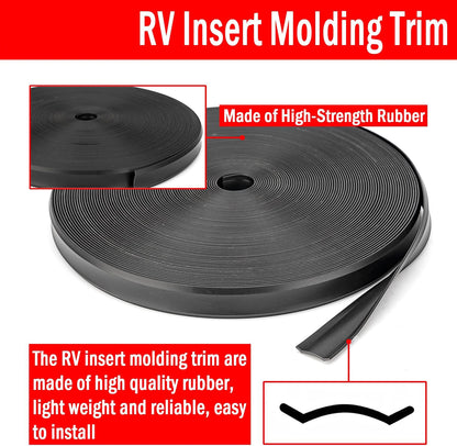 RV Insert Molding Trim, 1-Inch Screw Cover Trim Strip, 100ft Roll