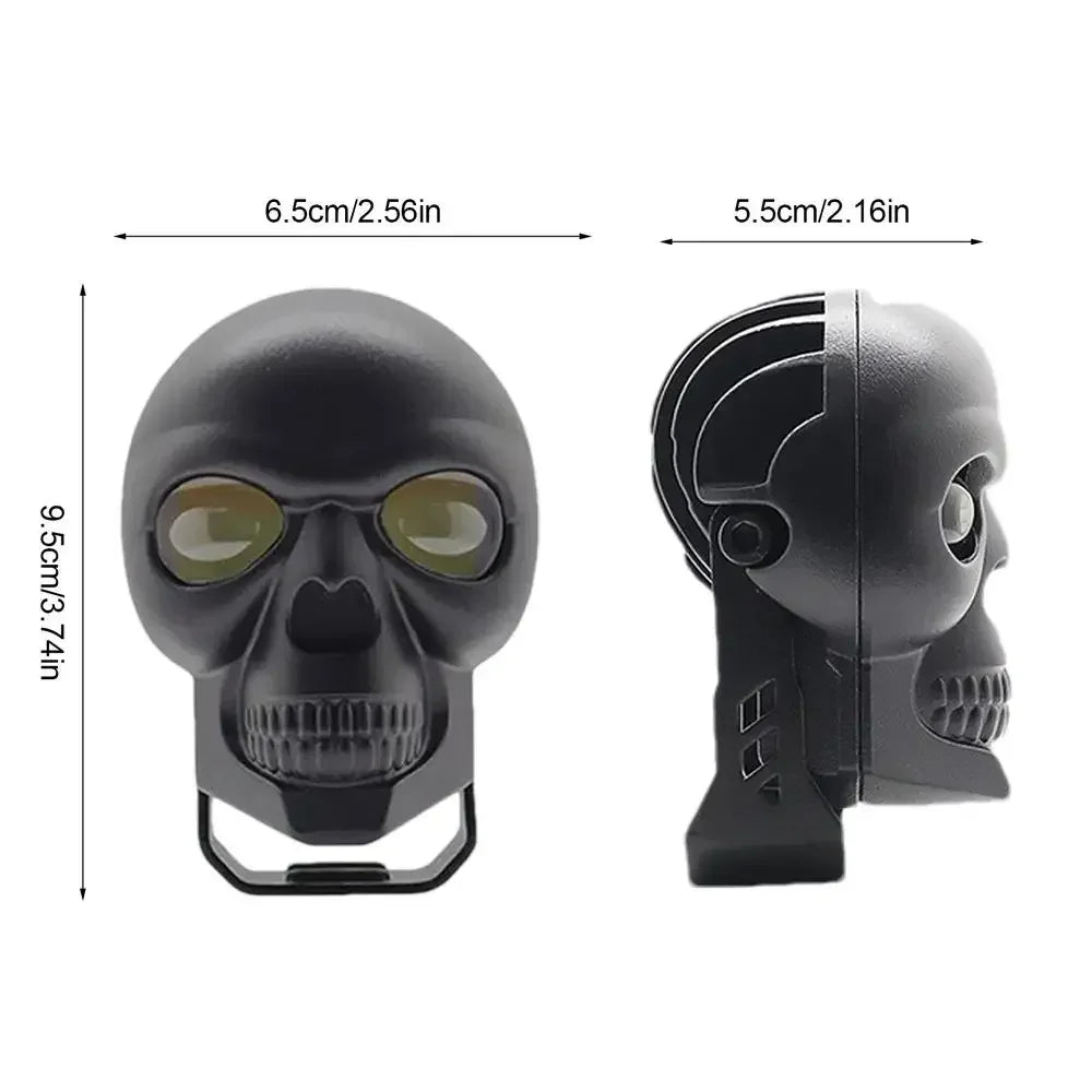 Motorcycle Aluminum Alloy Skull Headlight Skull Fog Lights Motorbike High Low Beam Lamp for Halloween Skull Decoration Headlamp