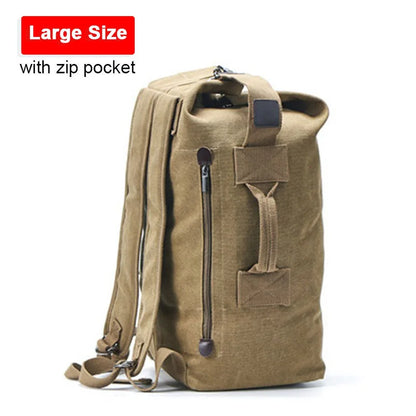 Large Capacity Outdoor Travel Backpack – Lightweight Canvas Bucket Bag