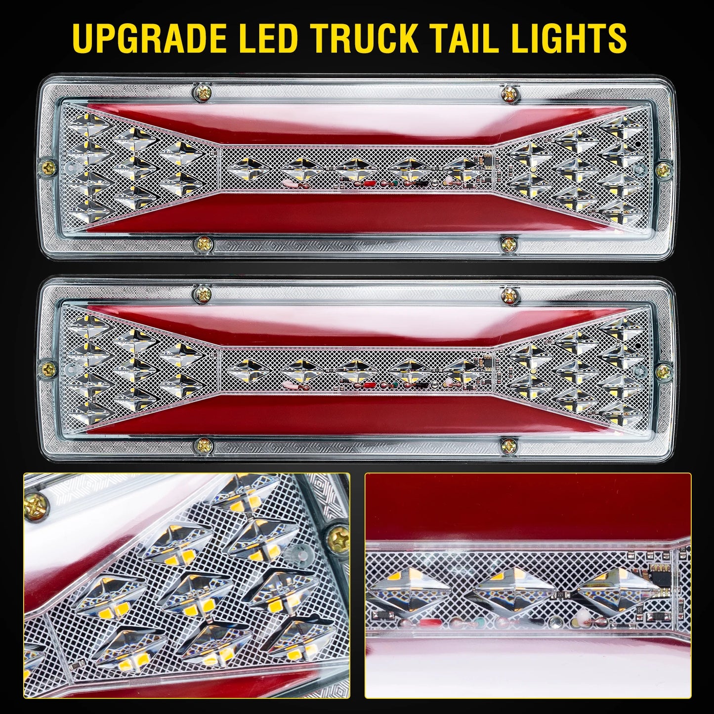 2PC Trailer Tail Light 41LED Brake Running Turn Signal Reverse Light IP65 Waterproof 12V Truck Trailer Caravan Van RV UTV Camper