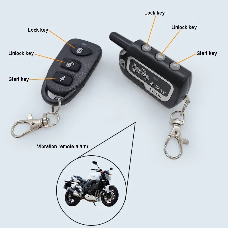 Universal Two-way Motorcycle Scooter Anti-theft Security Alarm System Moto Remote Control Engine Start Alarme Moto Speaker Key