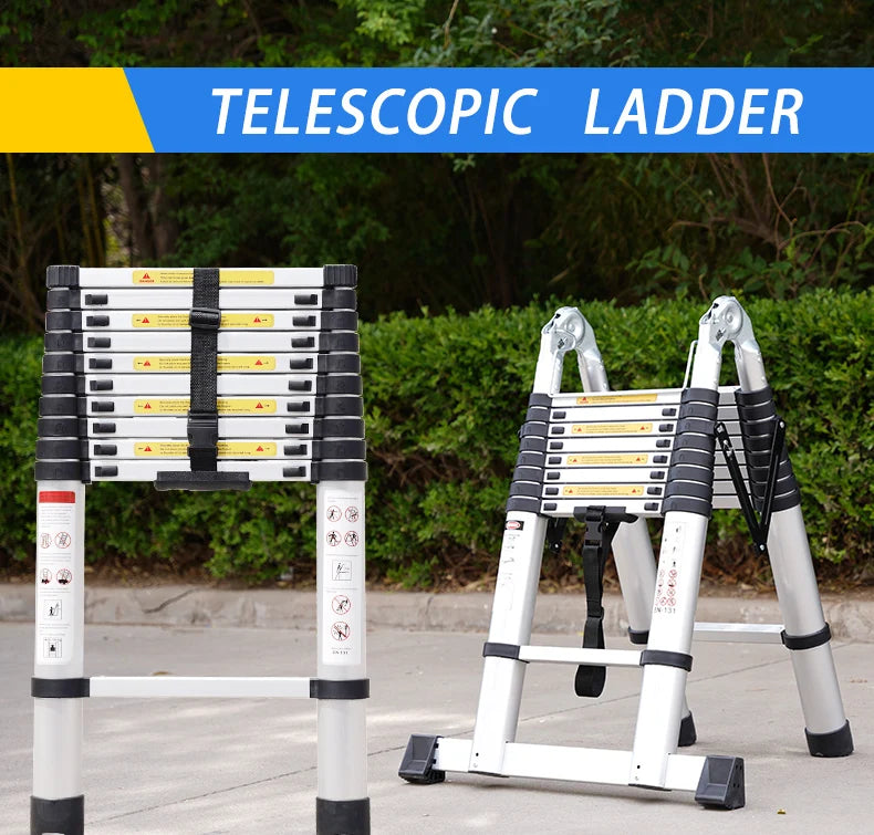 3.8m High Quality Aluminum Single Straight Extension Telescopic Ladder