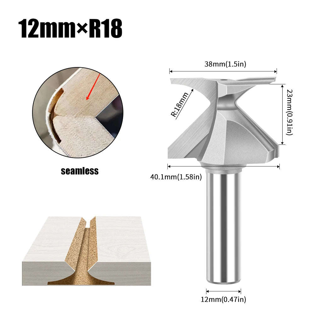 6mm 12mm 1/2" 1/4" Shank Arc Bending Integrated Router Bit Forming Tool Arc Bending Router Bit for Wooden Door Wall Cabinet