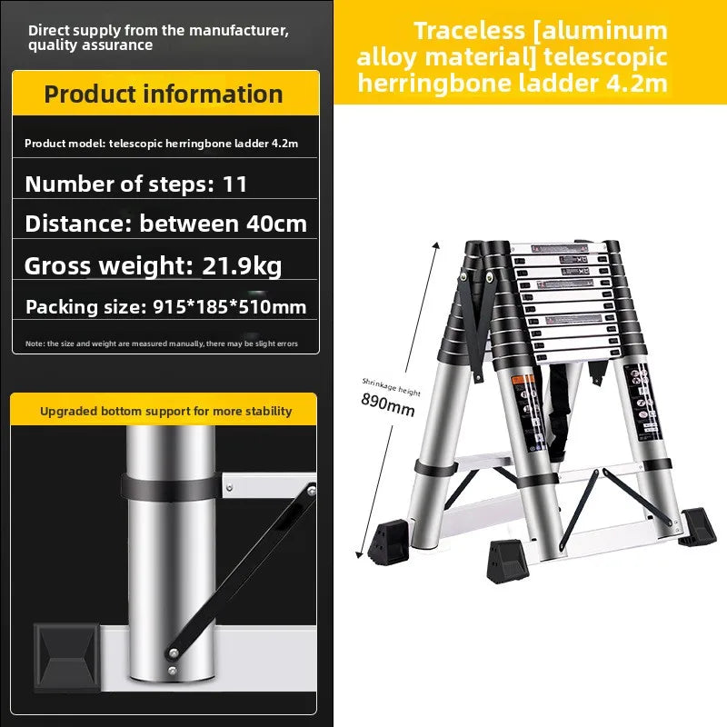 Telescopic ladder Aluminum alloy multi-functional joint herringbone ladder Folding aluminum ladder, bamboo ladder stairs Durable
